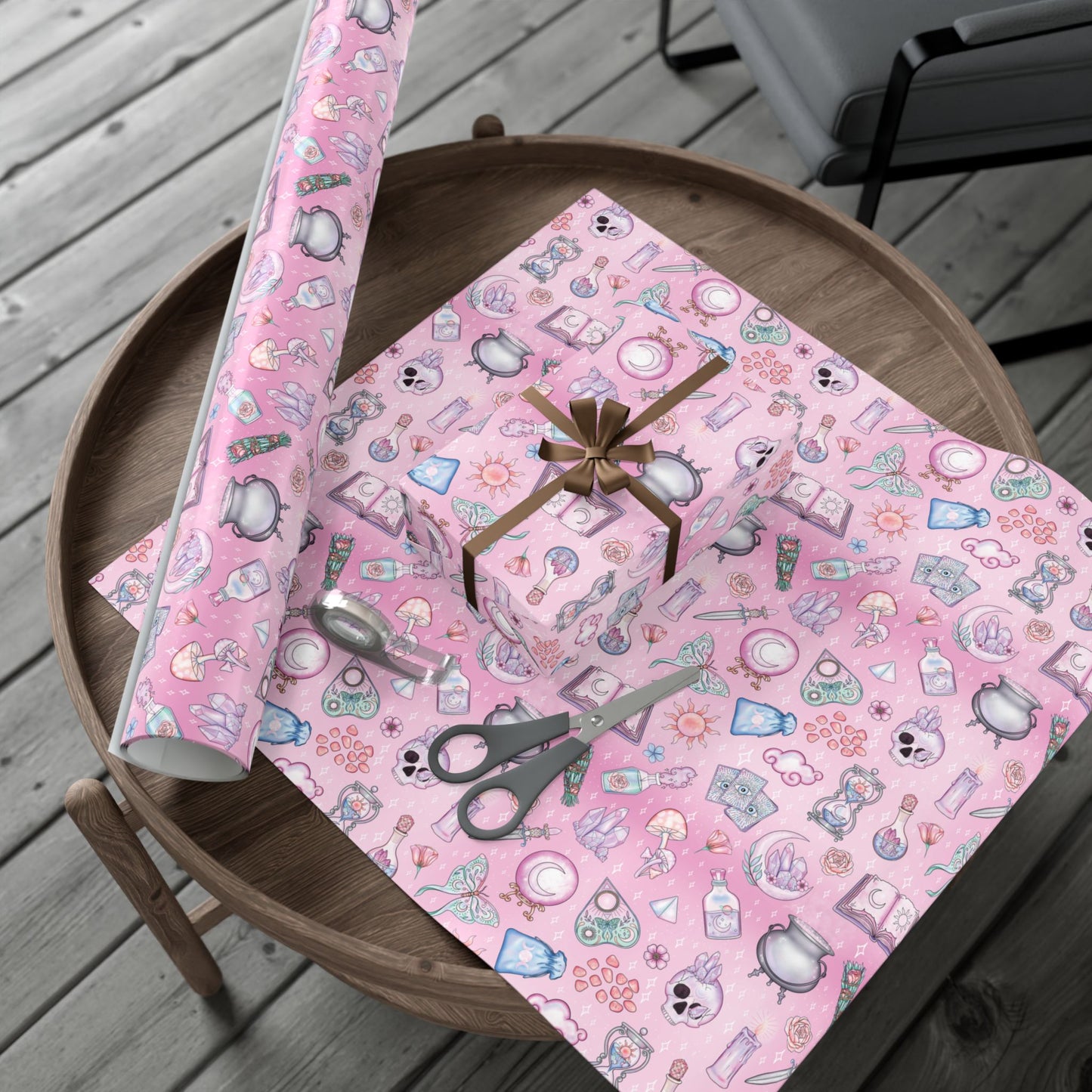 Witchy Pastel Goth Christmas, Kawaii Whimsigoth Pink Eco-Friendly Gift Wrap Paper