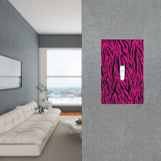 Pink & Black Tiger Stripe Animal Print MCM Single Toggle Light Switch Cover (1-Gang Wall Plate)