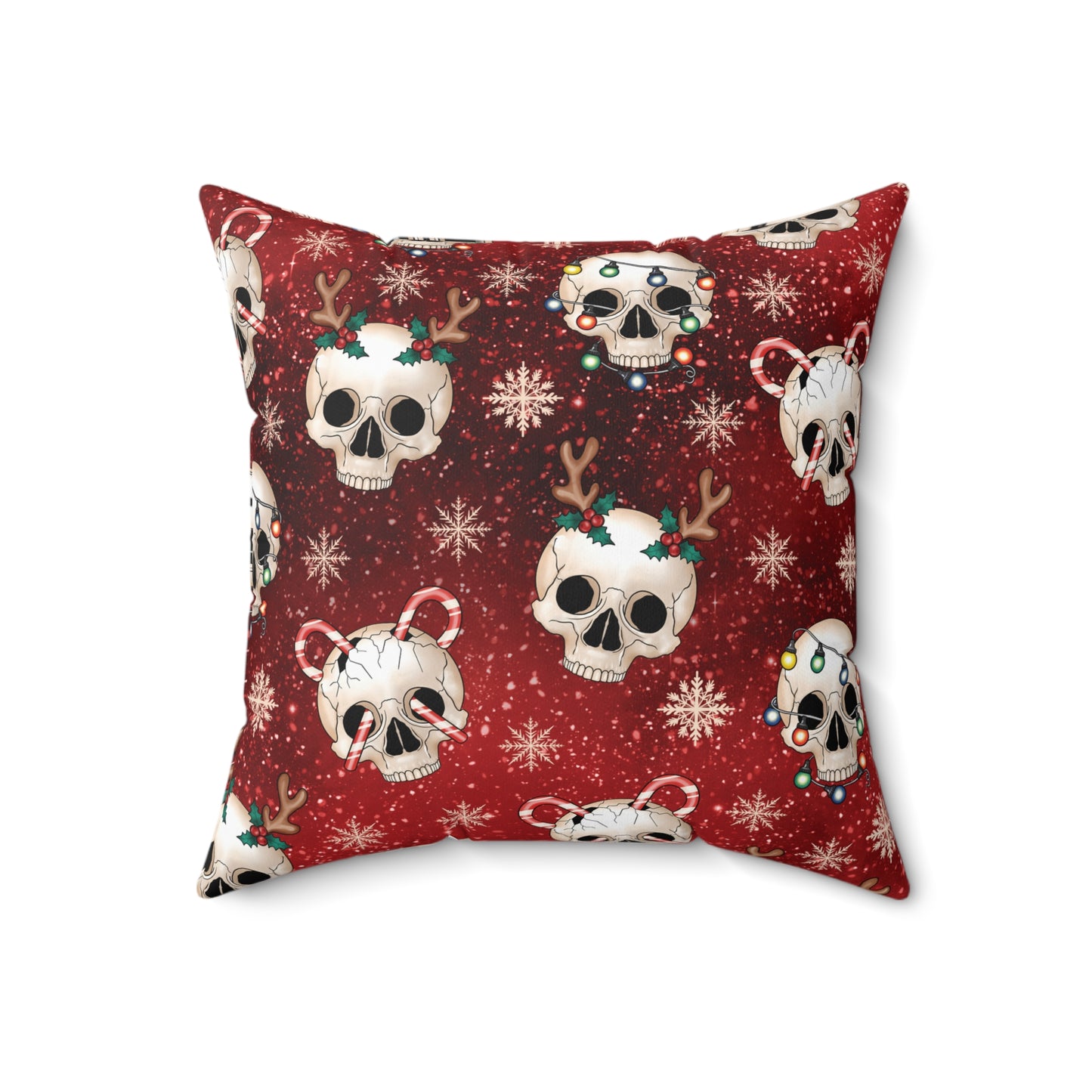 Kitschy Goth Christmas Skulls Red Gothmas & Creepmas Holiday Accent Pillow