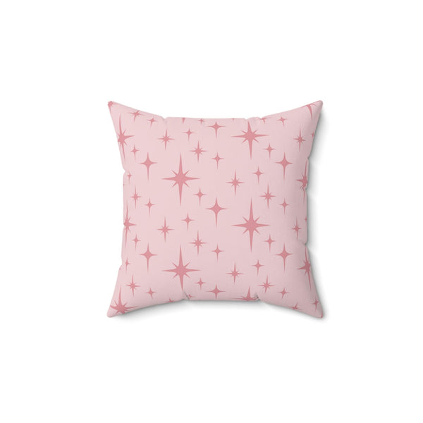 Retro 50s Pink Atomic Starburst Mid Century Modern Throw Pillow | lovevisionkarma.com