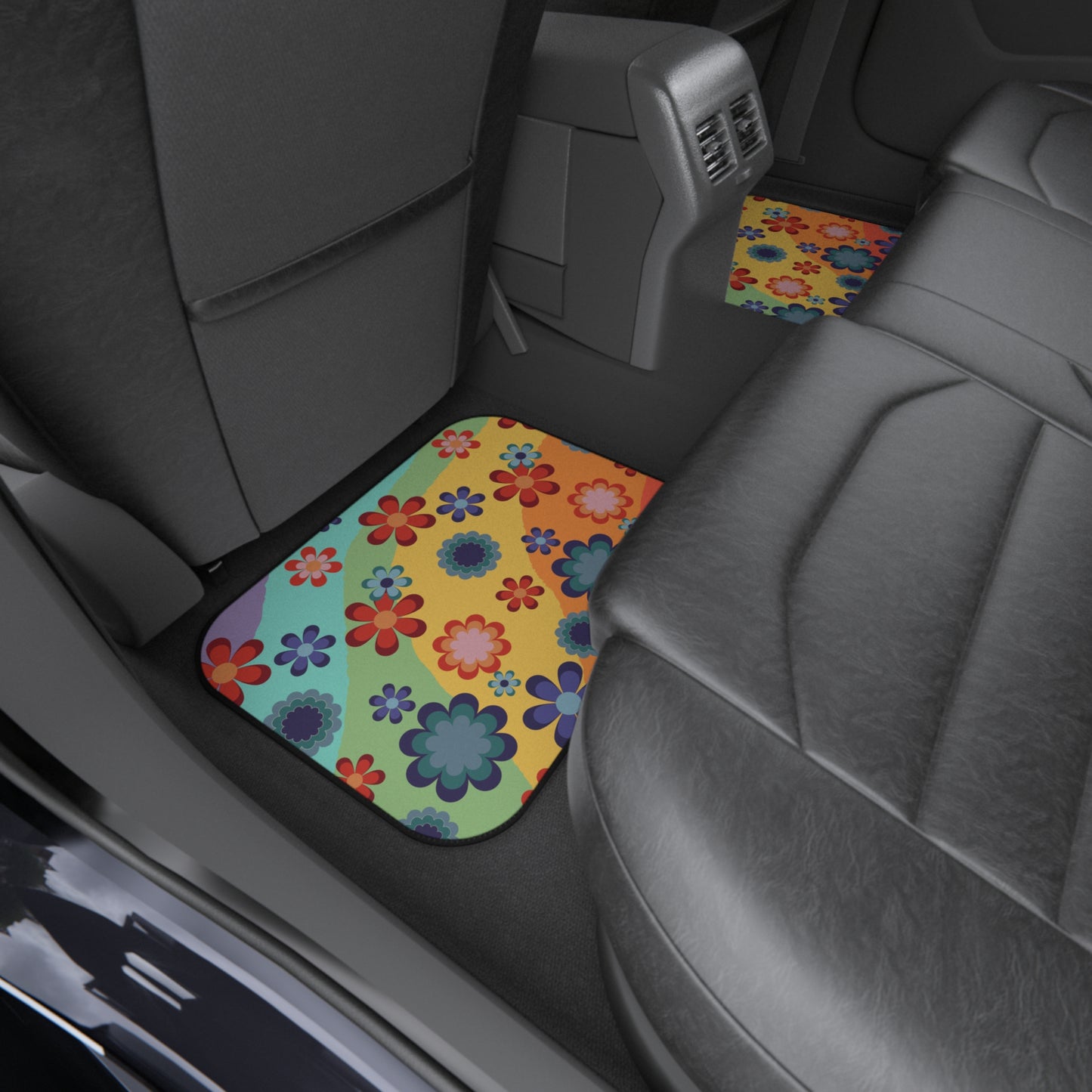 Cute and Groovy Hippie Flowers Retro 60's MCM Car Mats (Set of 4)