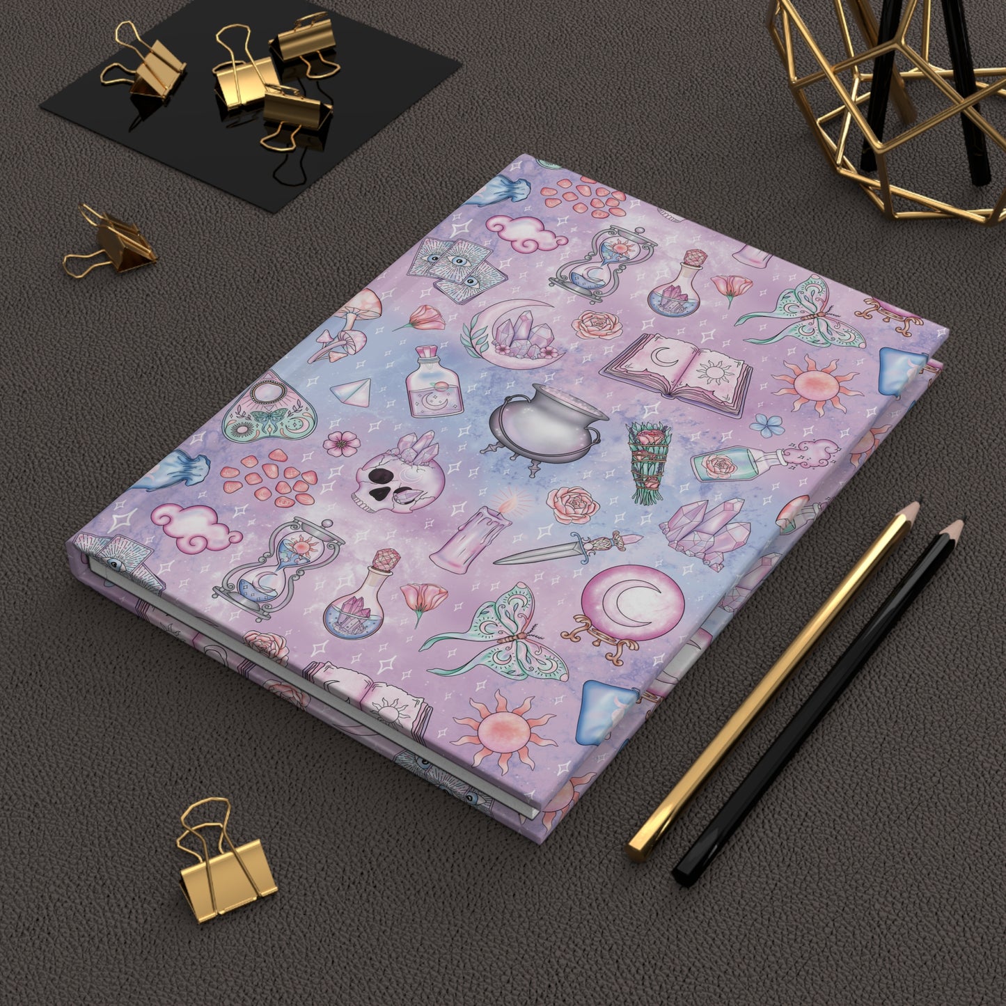 Kawaii Pastel Goth Witchy Whimsigoth Pink & Blue Hardcover Matte Journal