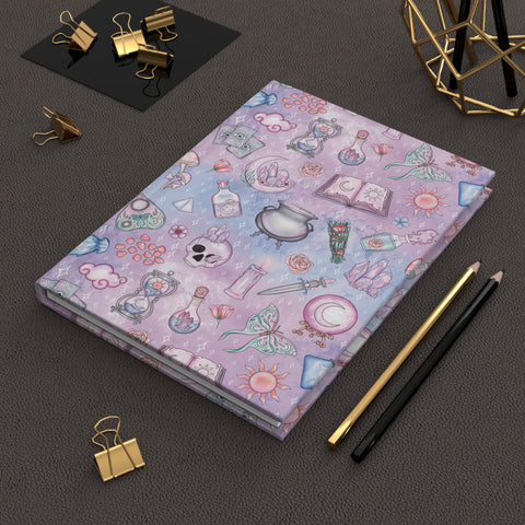 Kawaii Pastel Goth Witchy Whimsigoth Pink & Blue Hardcover Matte Journal