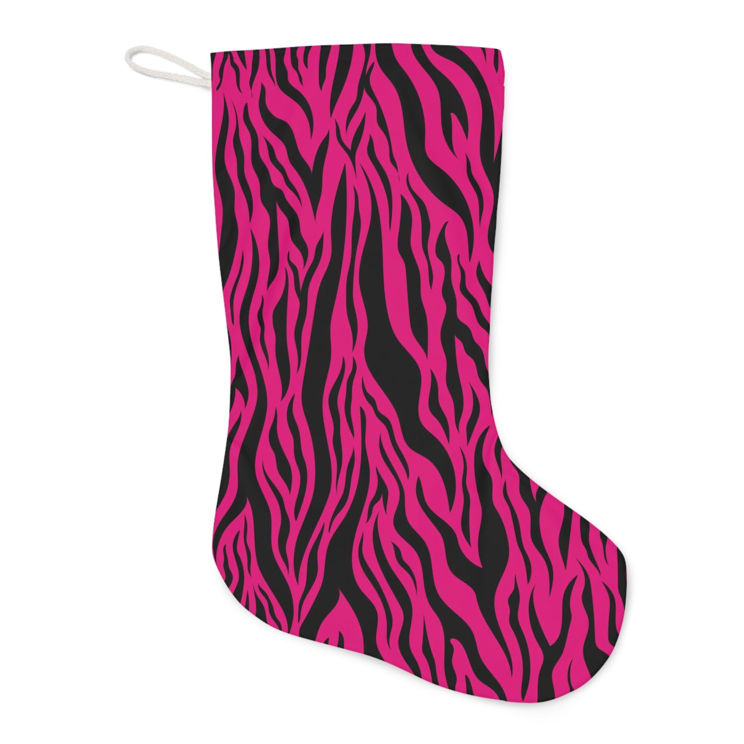 Pink Tiger Stripe Animal Print Christmas Stocking