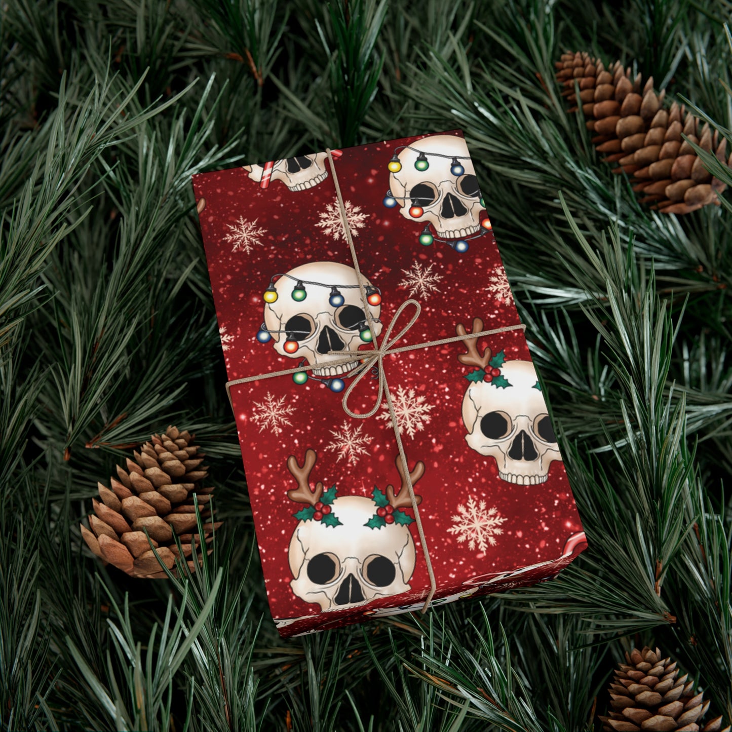 Goth Christmas Skulls Festive Red Creepmas Eco-Friendly Gift Wrap