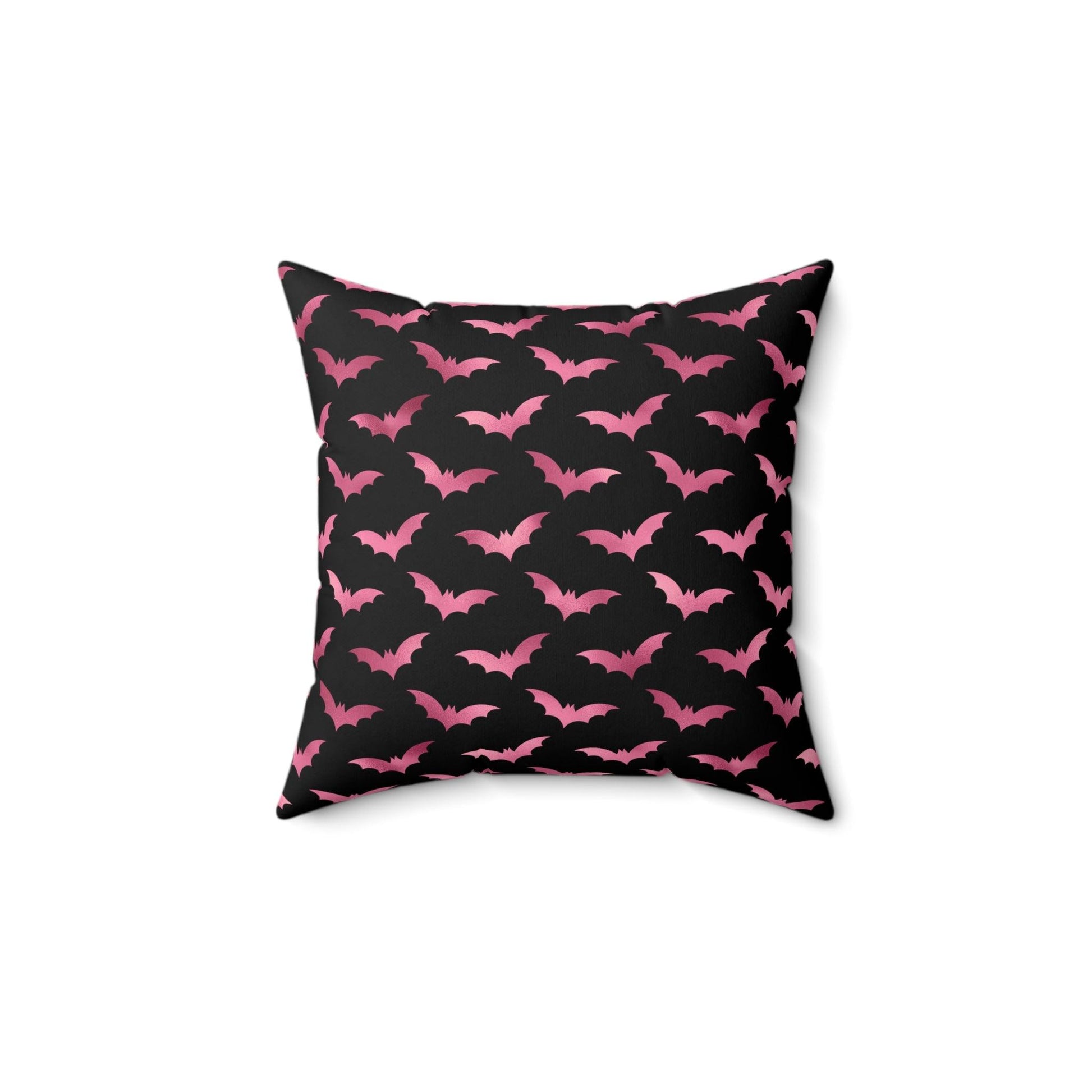 Pink Bats Halloween Glam Goth Black Pillow | lovevisionkarma.com