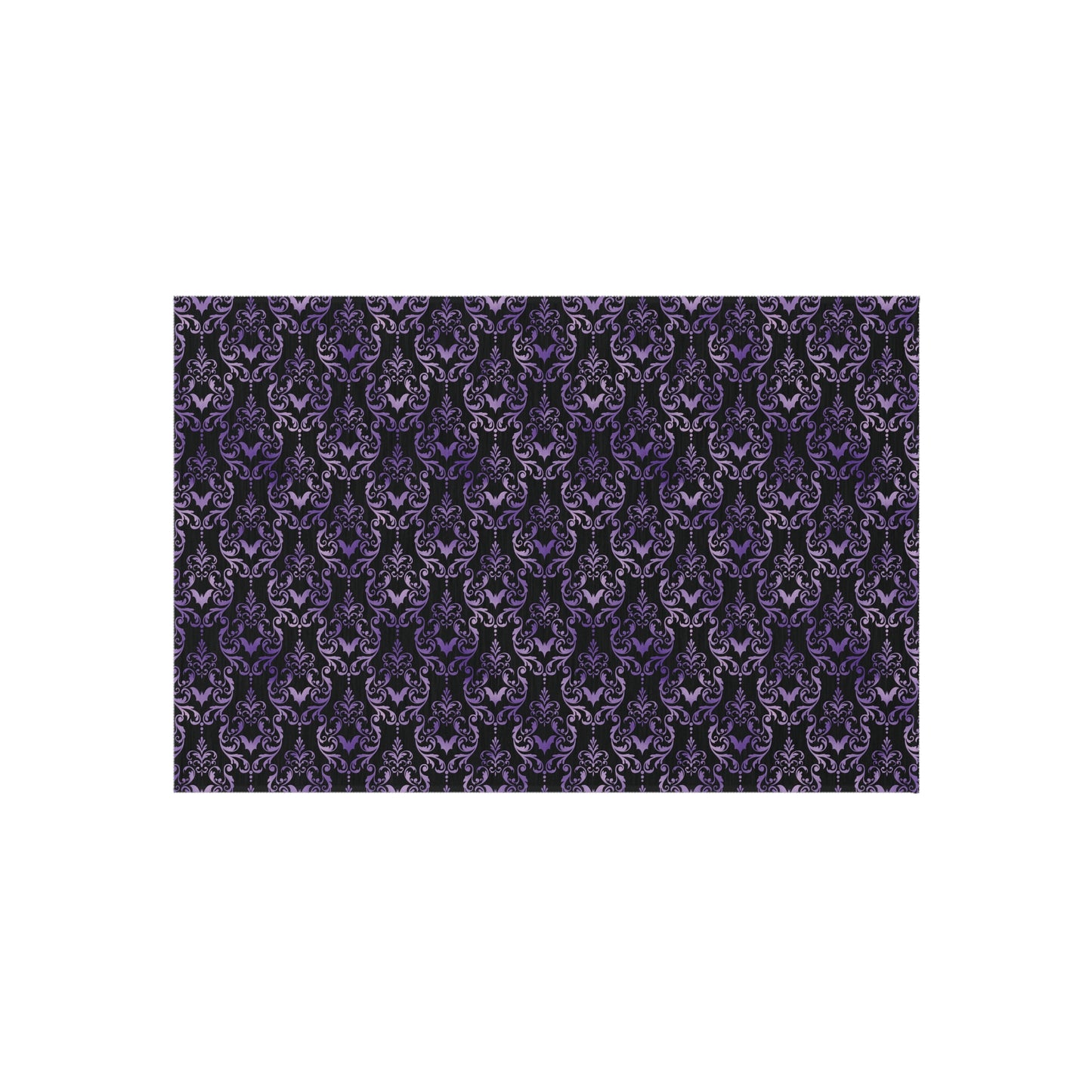 Victorian Goth Inspired Bat Damask Dark Academia Glam Goth Purple & Black Anti-Slip Accent Rug