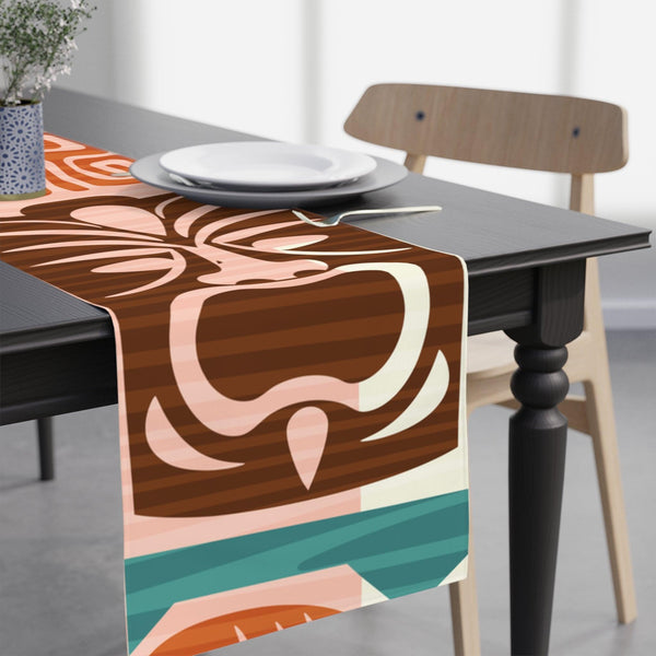 Retro Tiki 60's Mid Century Style Pink and Brown Table Runner | lovevisionkarma.com