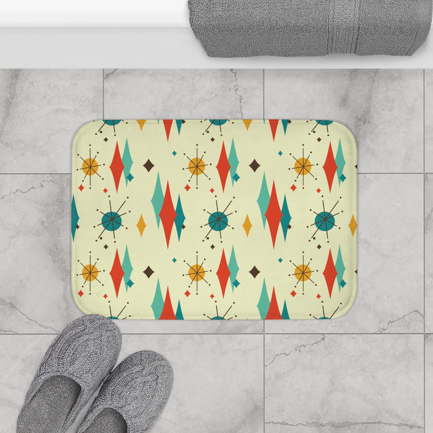 Vintage 1950's Atomic Diamond Retro Mid Century Modern Bath Mat