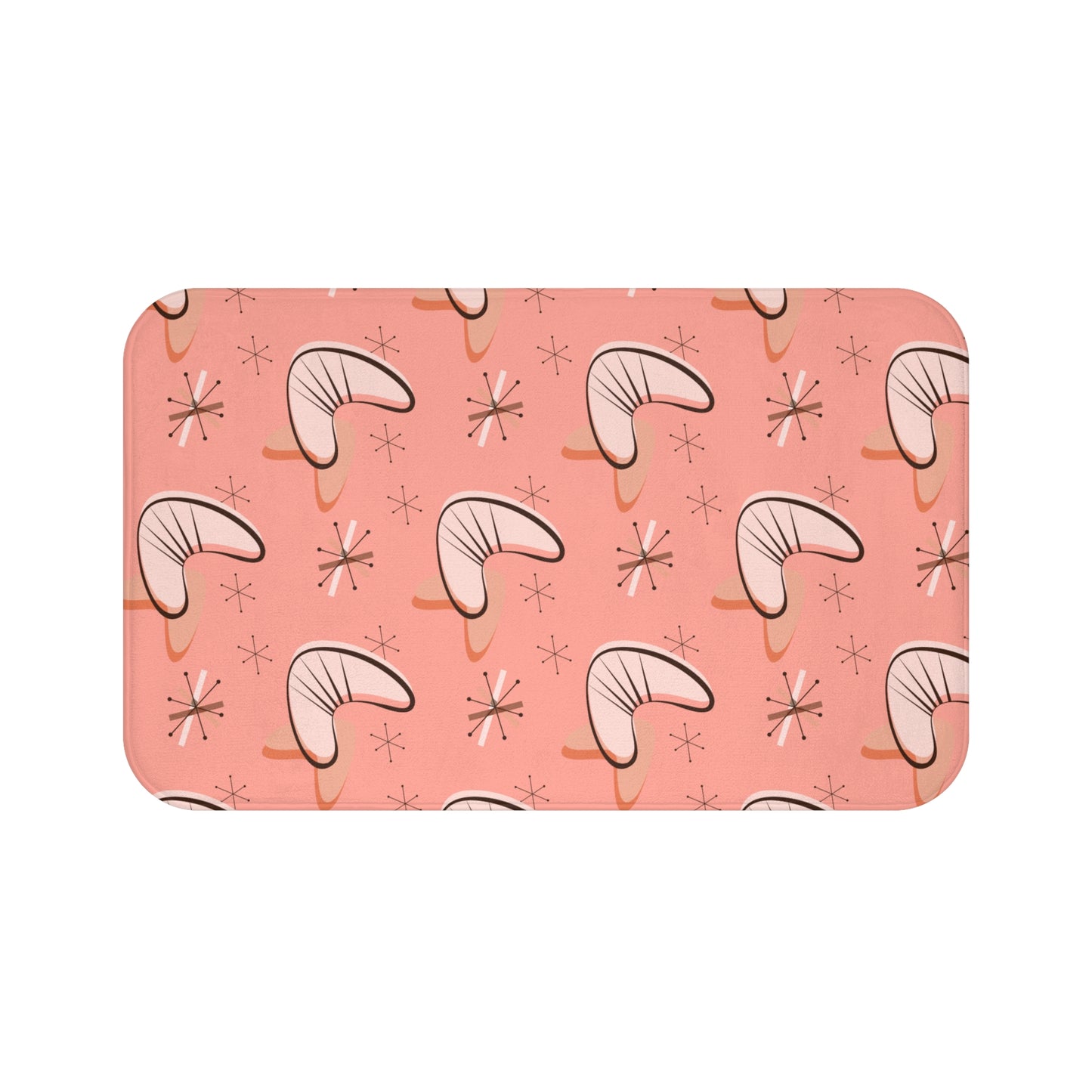 Retro 50s Pink Atomic Starburst and Boomerang MCM Bath Mat