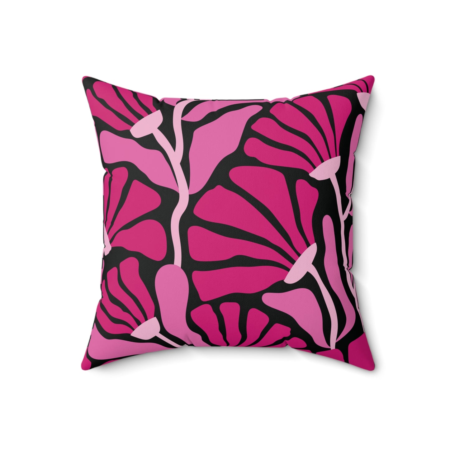 Groovy Mod Minimalist Flowers MCM Pink & Black Throw Pillow