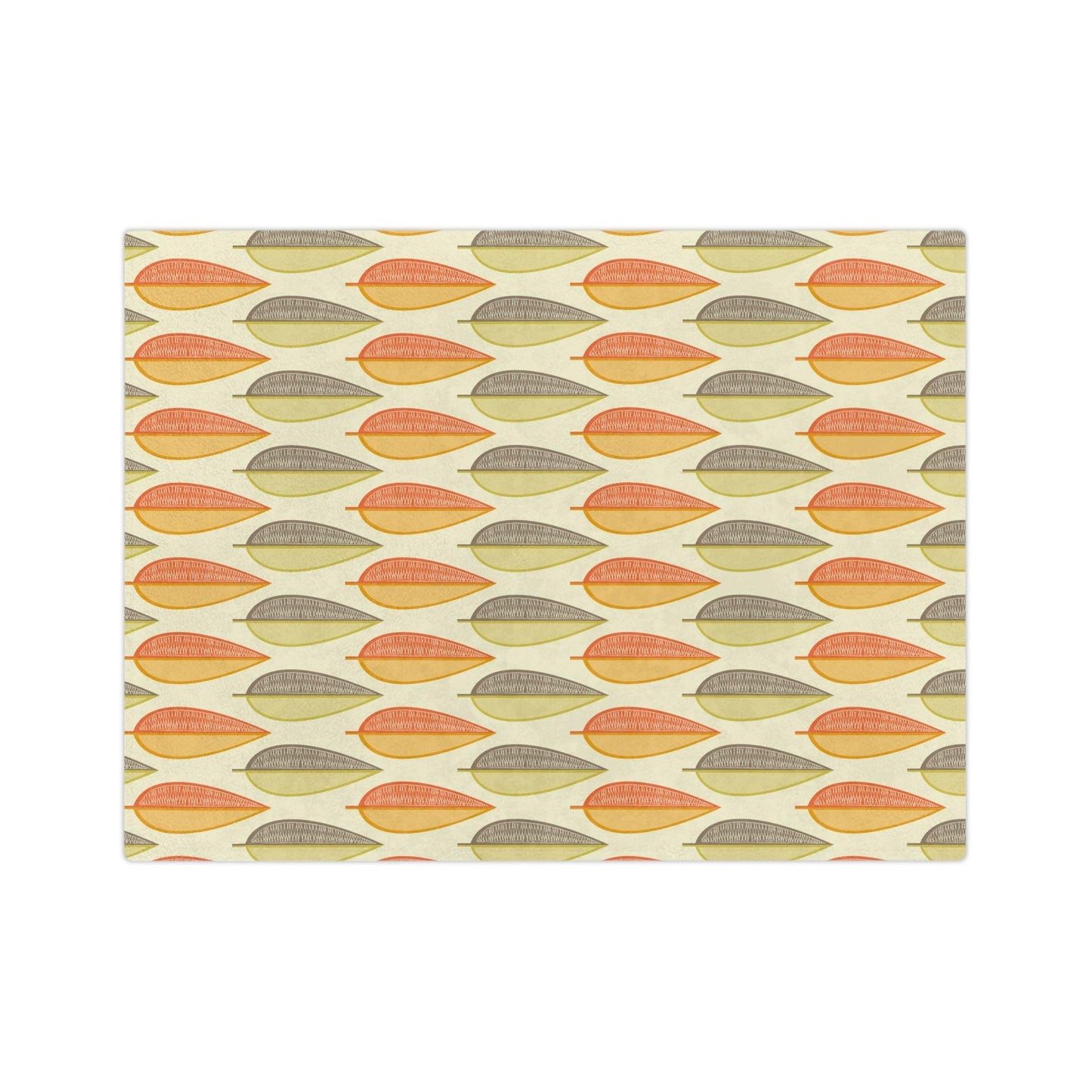 Mid Century Modern Retro 60s Leaves, Orange, Green & Cream Velveteen Minky Blanket | lovevisionkarma.com