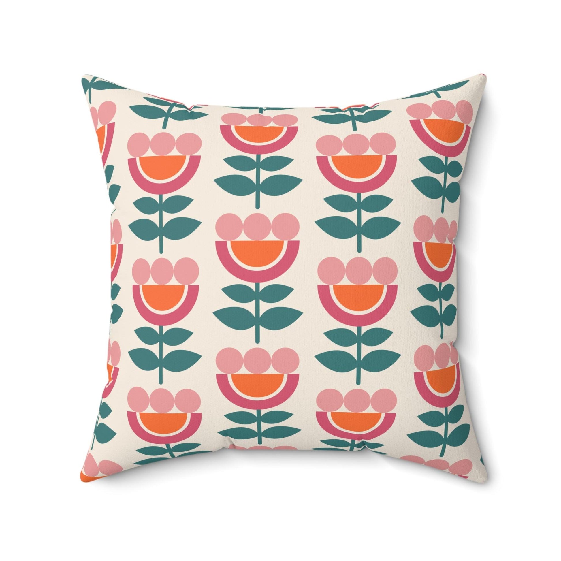 Retro Danish Flowers Scandinavian Mid Century Mod Multicolor Throw Pillow | lovevisionkarma.com