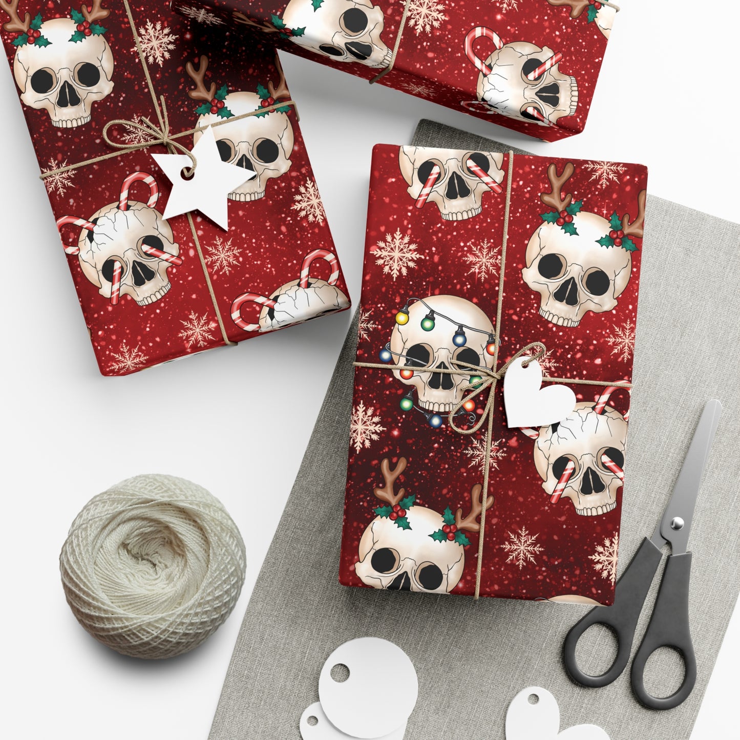 Goth Christmas Skulls Festive Red Creepmas Eco-Friendly Gift Wrap