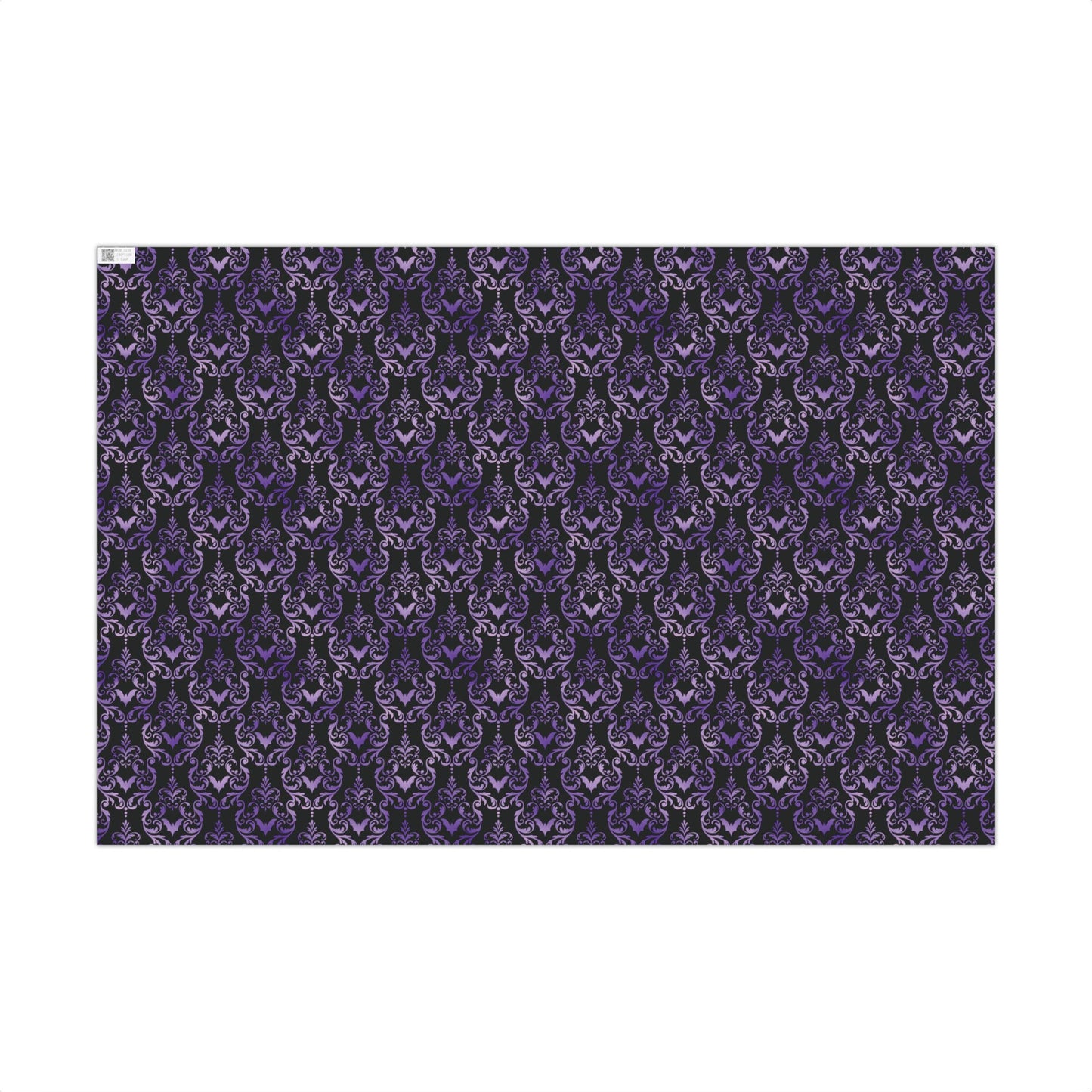 Purple Damask Bats, Victorian Goth Inspired, Dark Academia Goth Christmas & Creepmas Glam Goth Black Gift Wrap Paper