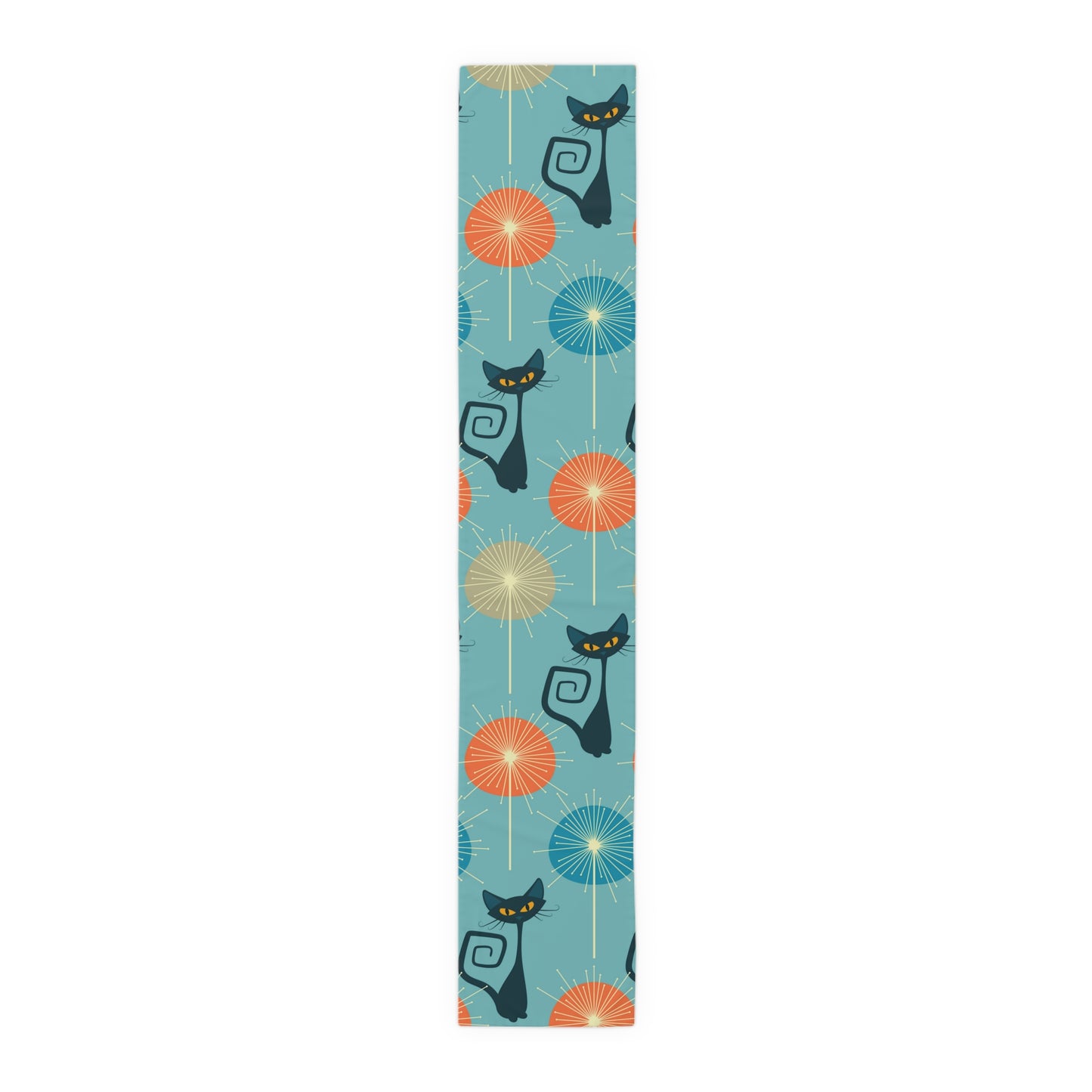Retro Atomic Cat Mid Century Mod Multicolor Table Runner