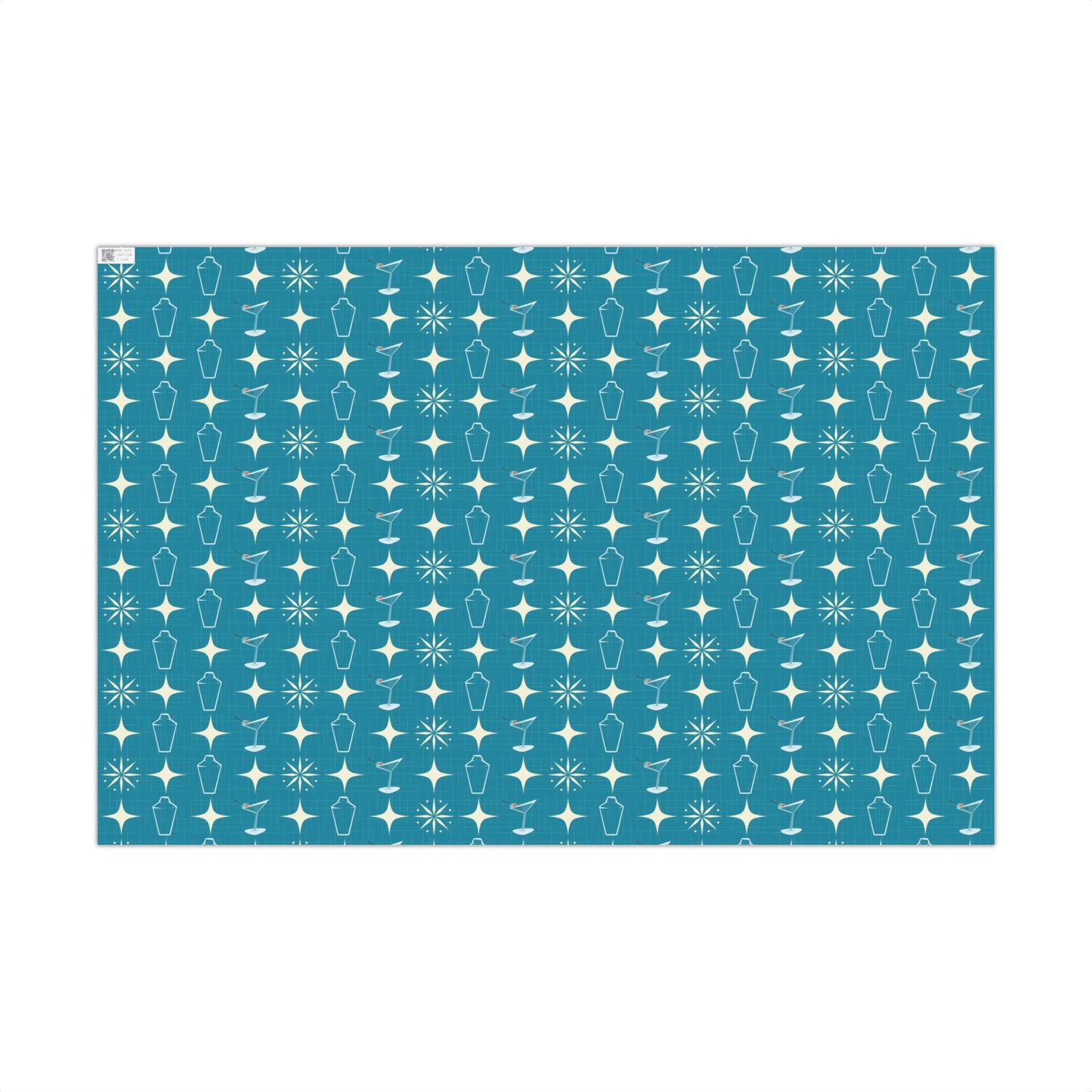 Retro 50's Atomic Starburst & Martinis Mid Century Mod Blue Eco-Friendly Gift Wrap