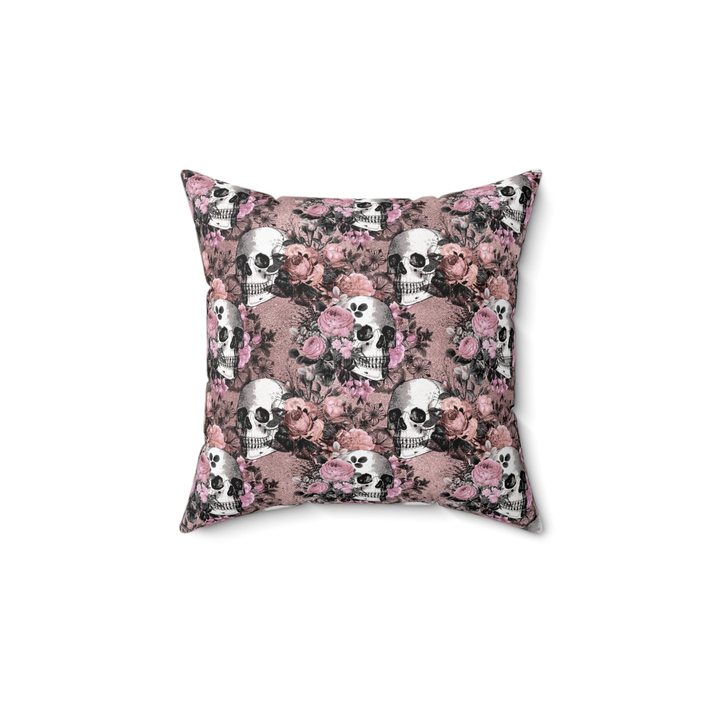 Skull with Roses Vintage Goth Glam Blush & Pink Valentine/Halloween Pillow