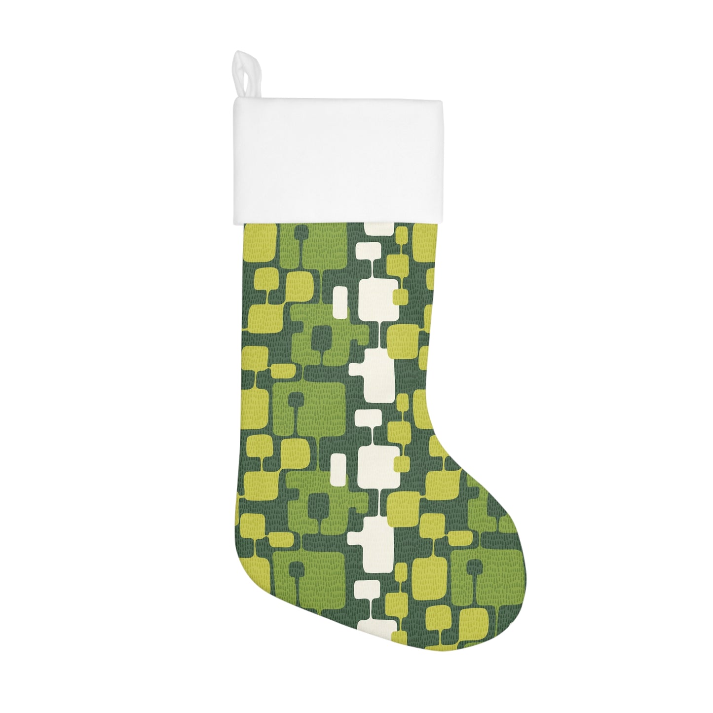 Retro 60s Groovy Mod MCM Abstract Green Christmas Stocking