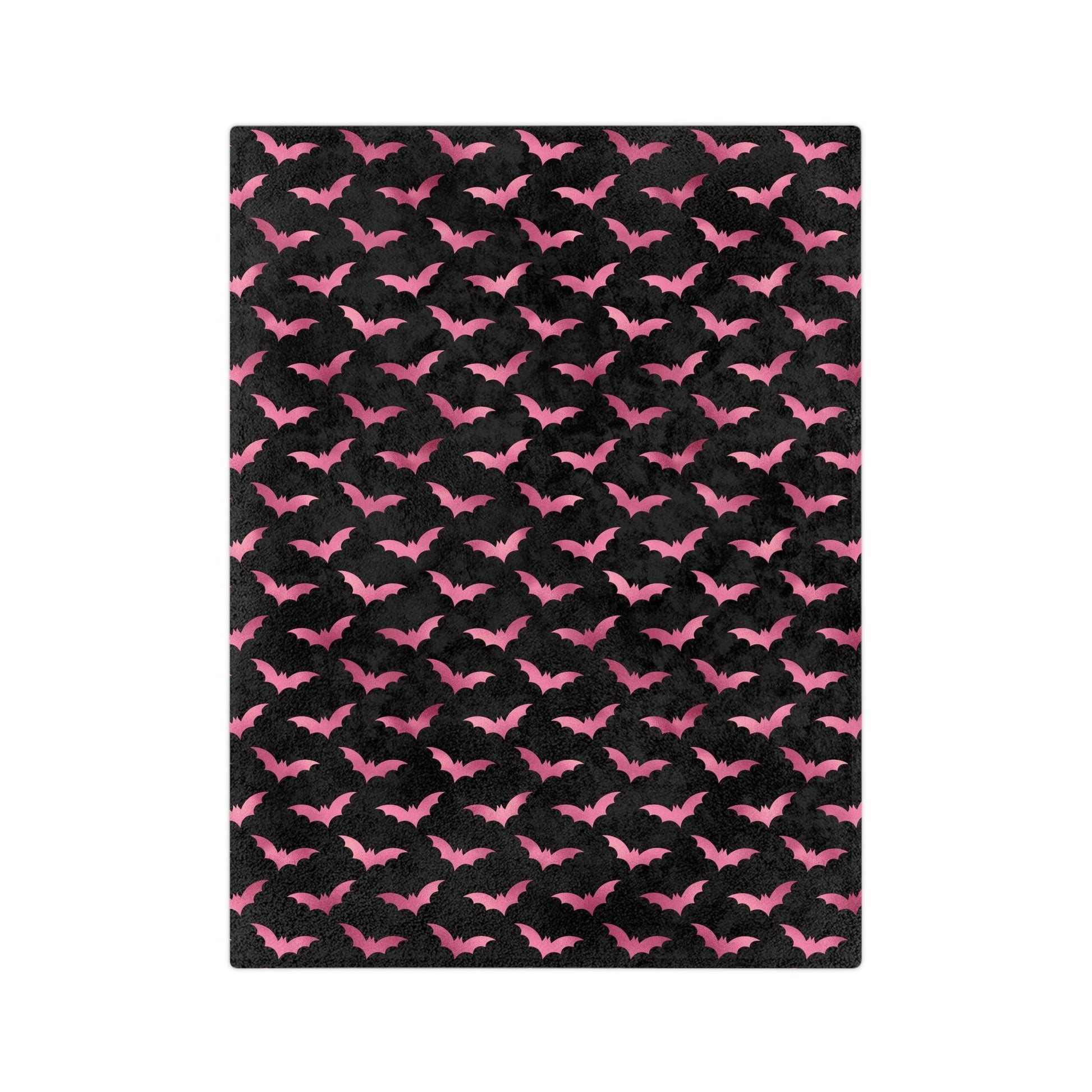 Pink Bats Creepy Halloween Glam Goth Witchy Velveteen Minky Blanket | lovevisionkarma.com