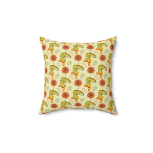 Retro Atomic Boomerangs & Leaves MCM Orange, Green & Yellow Throw Pillow