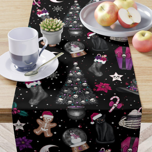 Goth Christmas, Kitsch Creepmas Whimsical Table Runner