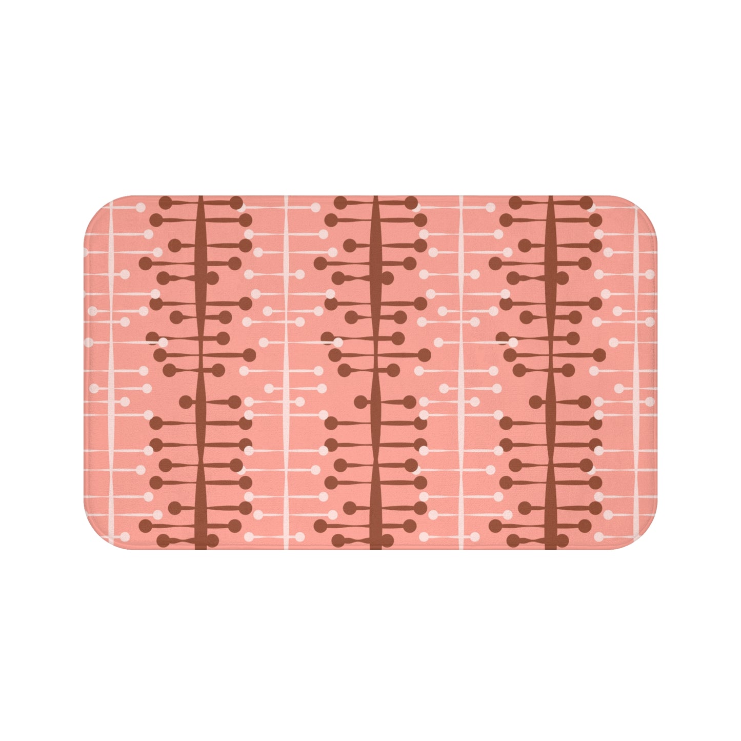 1950's Mid Century Mod Retro Lines Pink Bath Mat