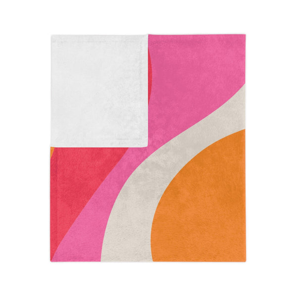 Retro 60s Groovy Swirl Mid Century Mod Pink & Orange Velveteen Minky Blanket