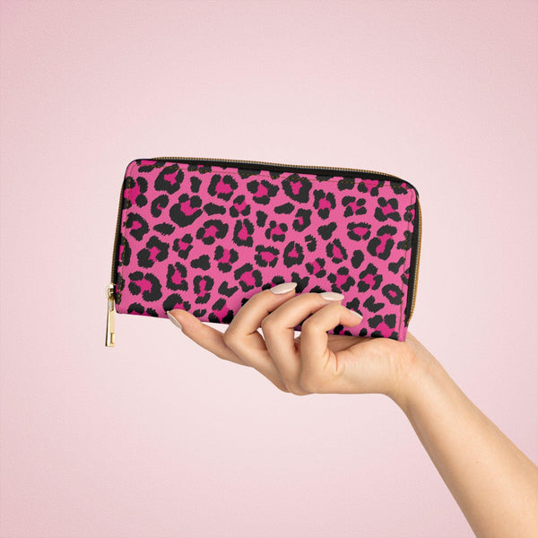Pink Leopard Cheetah Animal Print Zipper Wallet