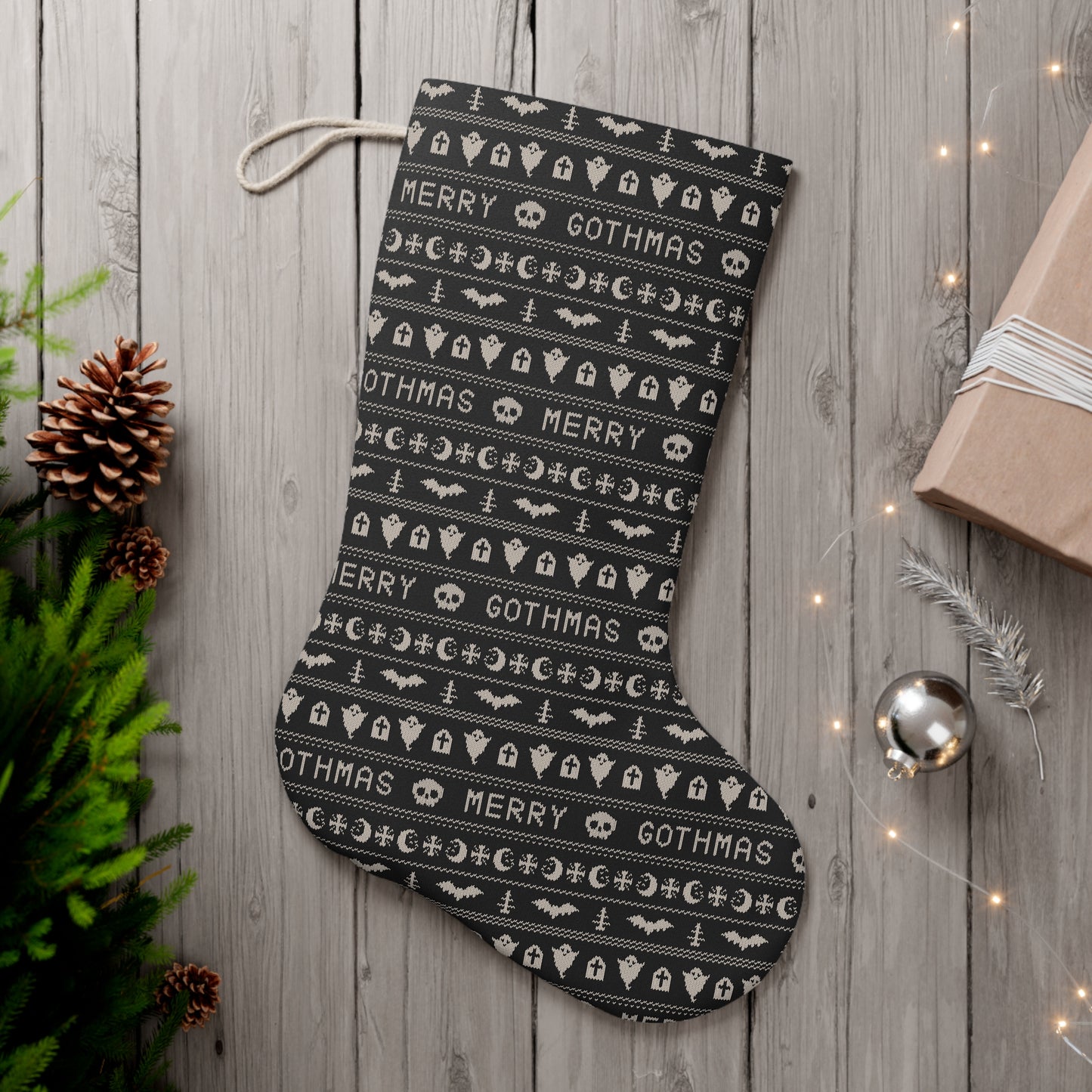 Goth Christmas Ugly Sweater Inspired, Gothmas Kitschy Creepmas Black Holiday Stocking