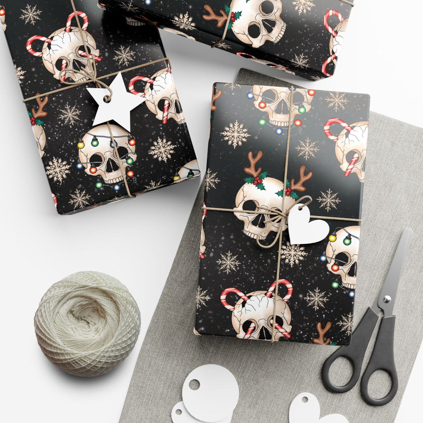 Goth Christmas Skulls, Gothmas & Creepmas Black Eco-Friendly Holiday Gift Wrap