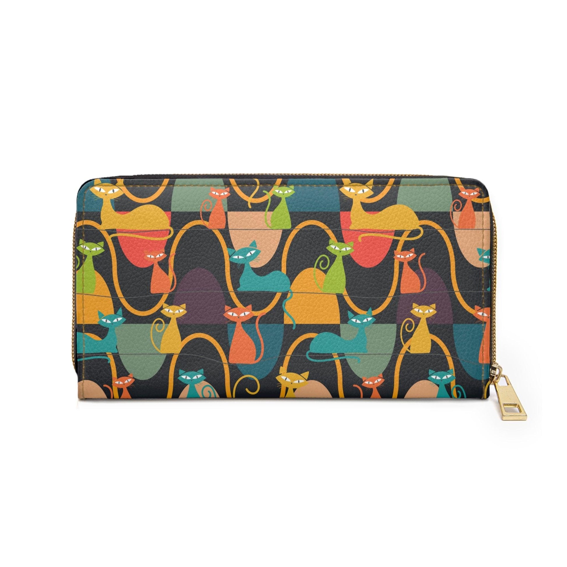 Retro 50's Atomic Cats Mid Century Mod Multicolor Zipper Wallet | lovevisionkarma.com