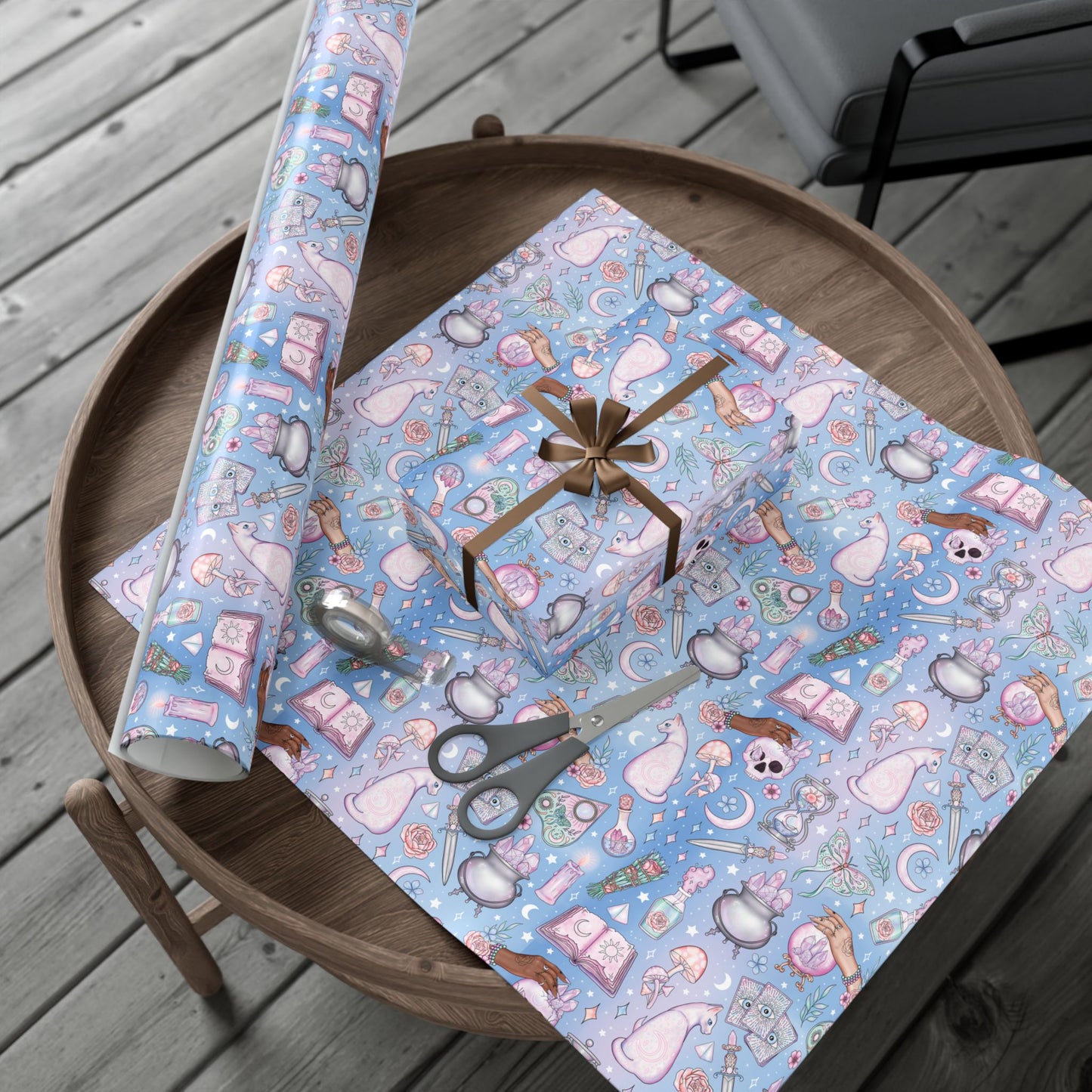 Kawaii Pastel Goth, Witchy Whimsigoth Blue Eco-Friendly Gift Wrap