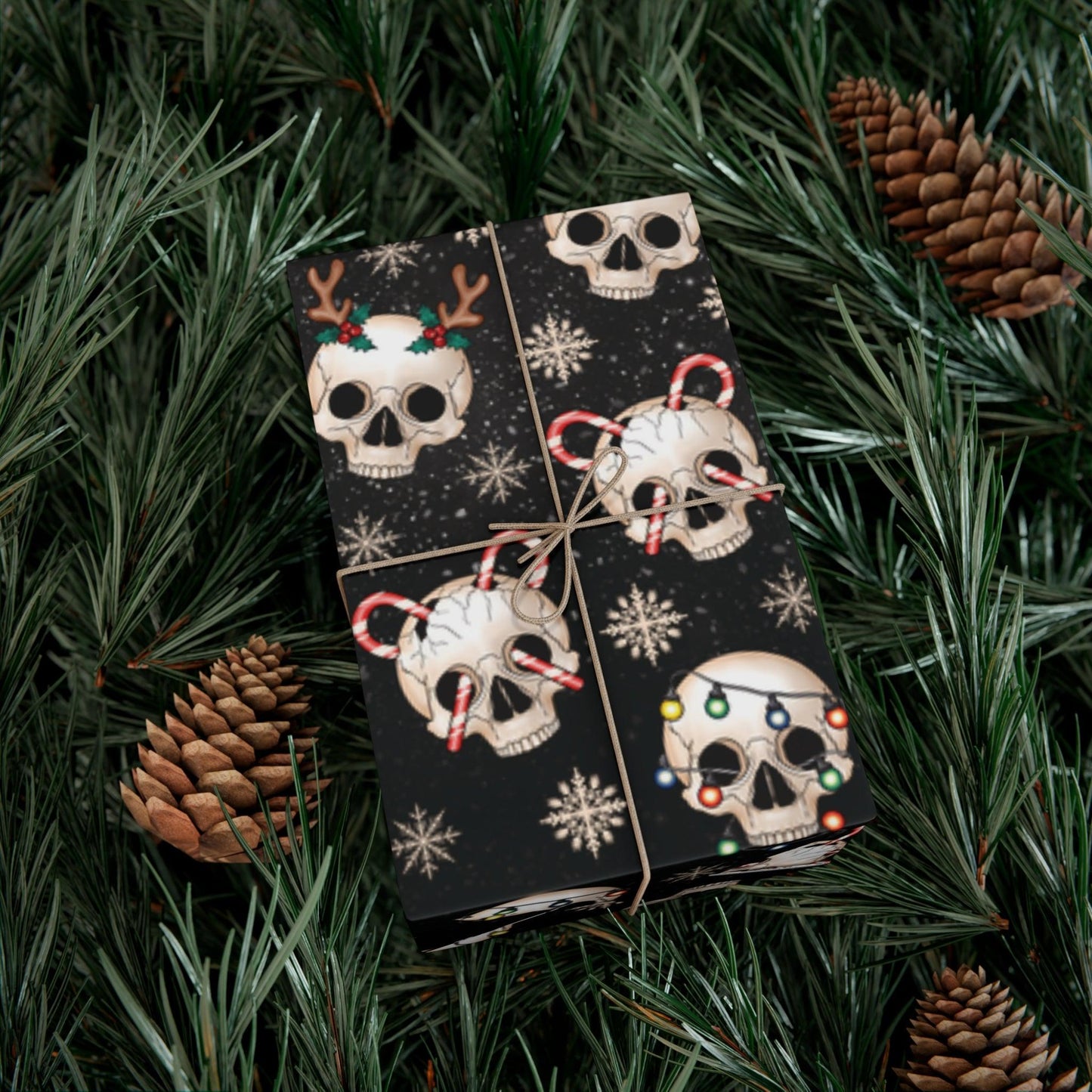 Goth Christmas Skulls, Gothmas & Creepmas Black Eco-Friendly Holiday Gift Wrap | lovevisionkarma.com