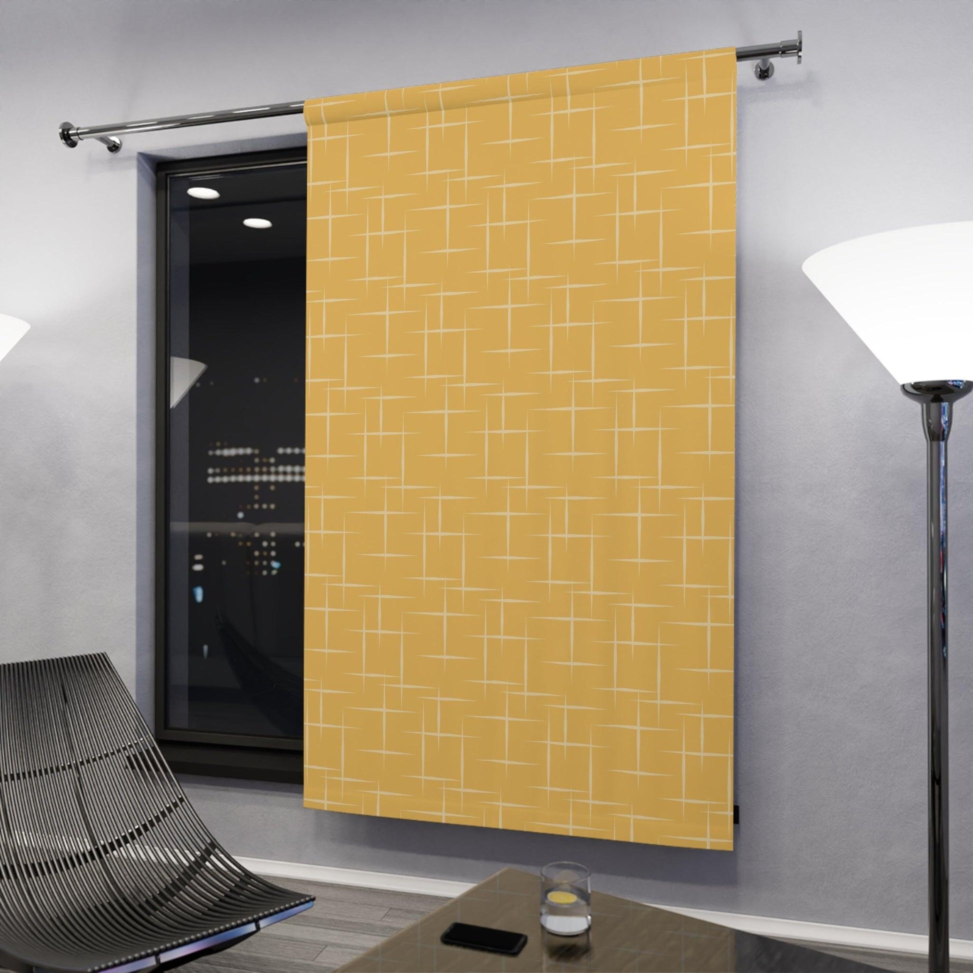 Retro 50s Mid Century Modern Yellow Blackout Window Curtain | lovevisionkarma.com