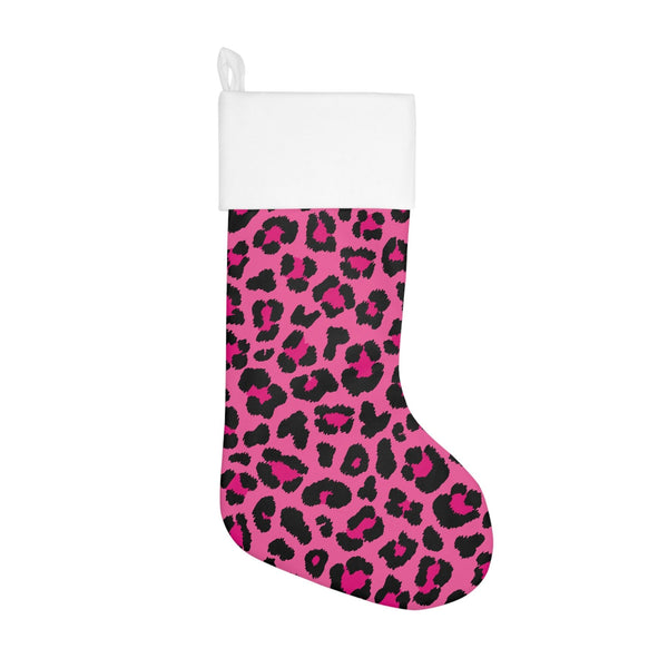 Pink Leopard Cheetah Spots Animal Print Christmas Stocking