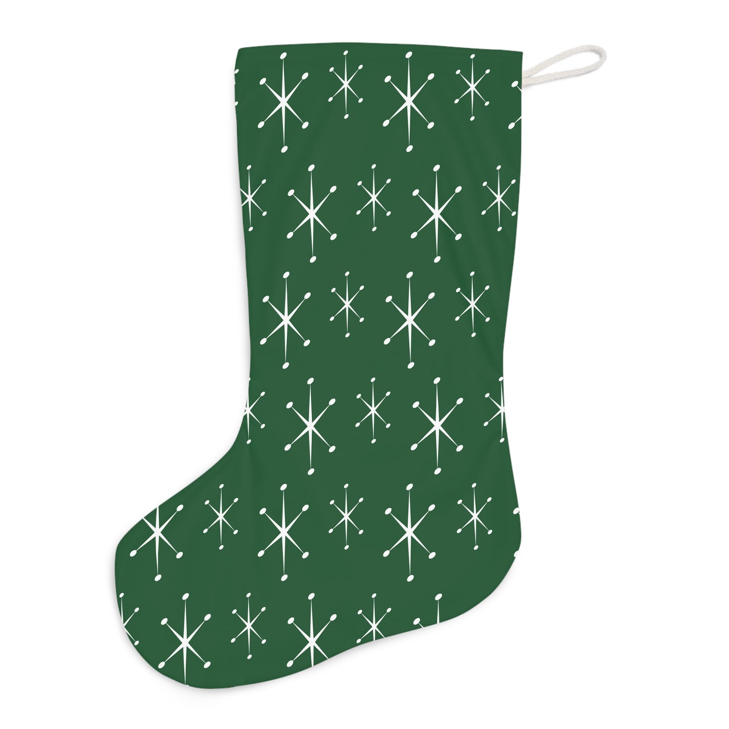 Retro 50s 60s Atomic Starburst Mid Century Mod Green Christmas Holiday Stocking