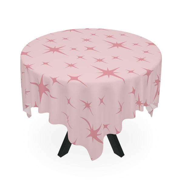 Retro 50s Pink Atomic Starbursts Mid Century Modern Tablecloth