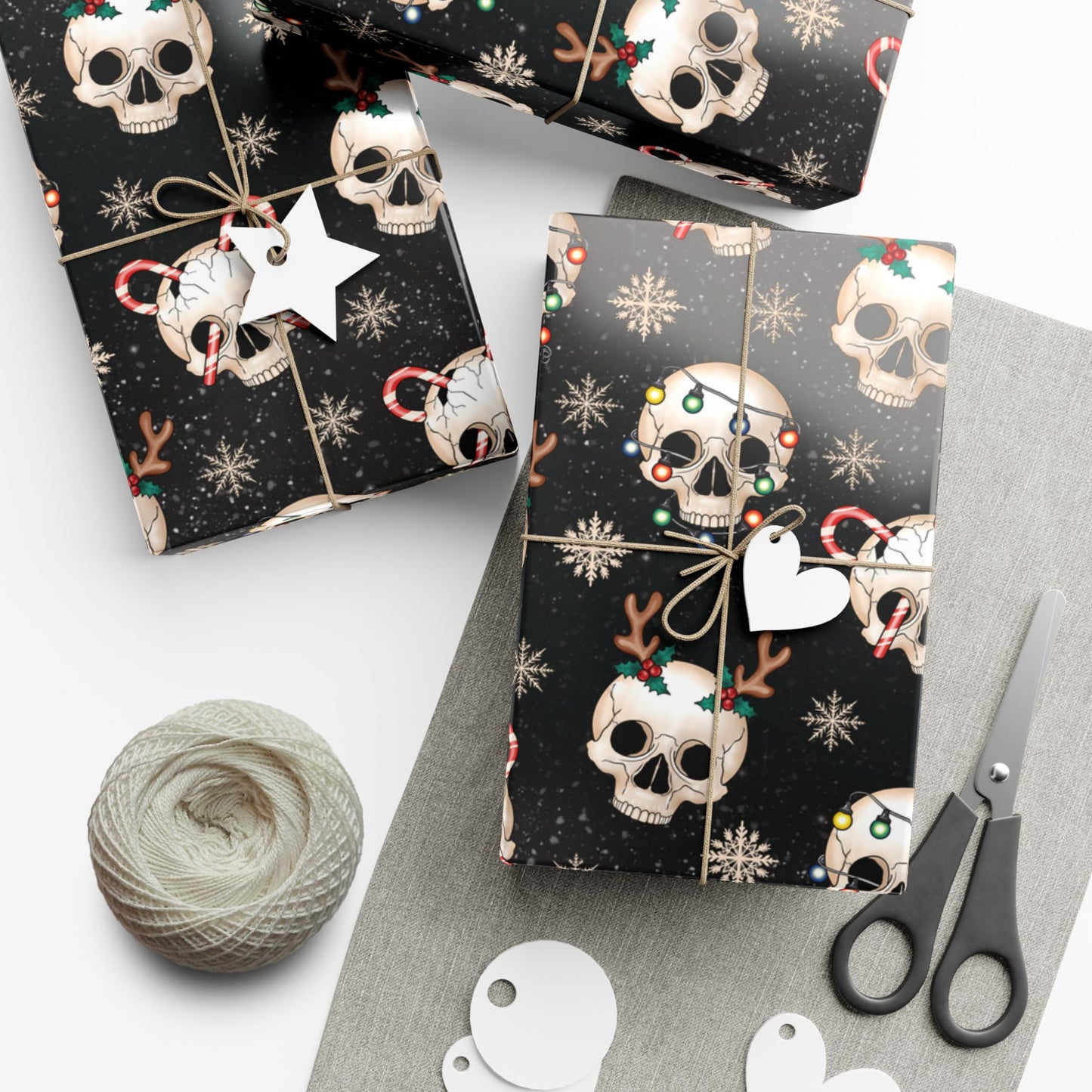 Goth Christmas Skulls, Gothmas & Creepmas Black Eco-Friendly Holiday Gift Wrap