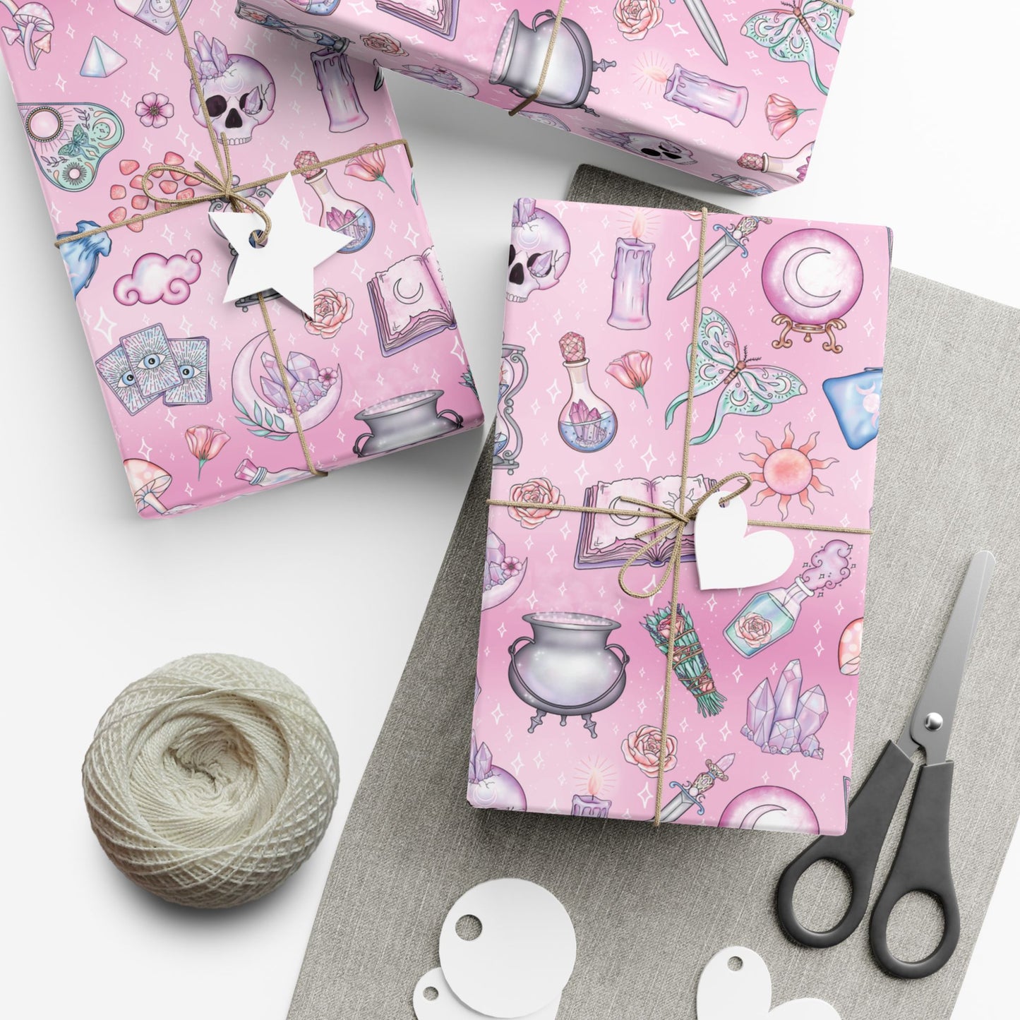 Witchy Pastel Goth Christmas, Kawaii Whimsigoth Pink Eco-Friendly Gift Wrap Paper