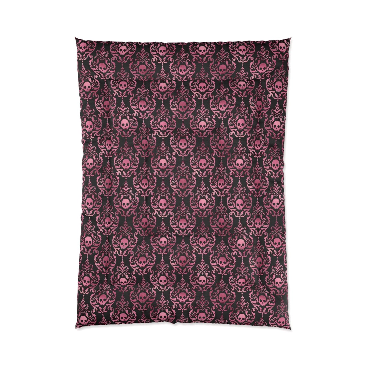 Goth Pink Skull Damask Halloween Glam Goth Black Comforter | lovevisionkarma.com