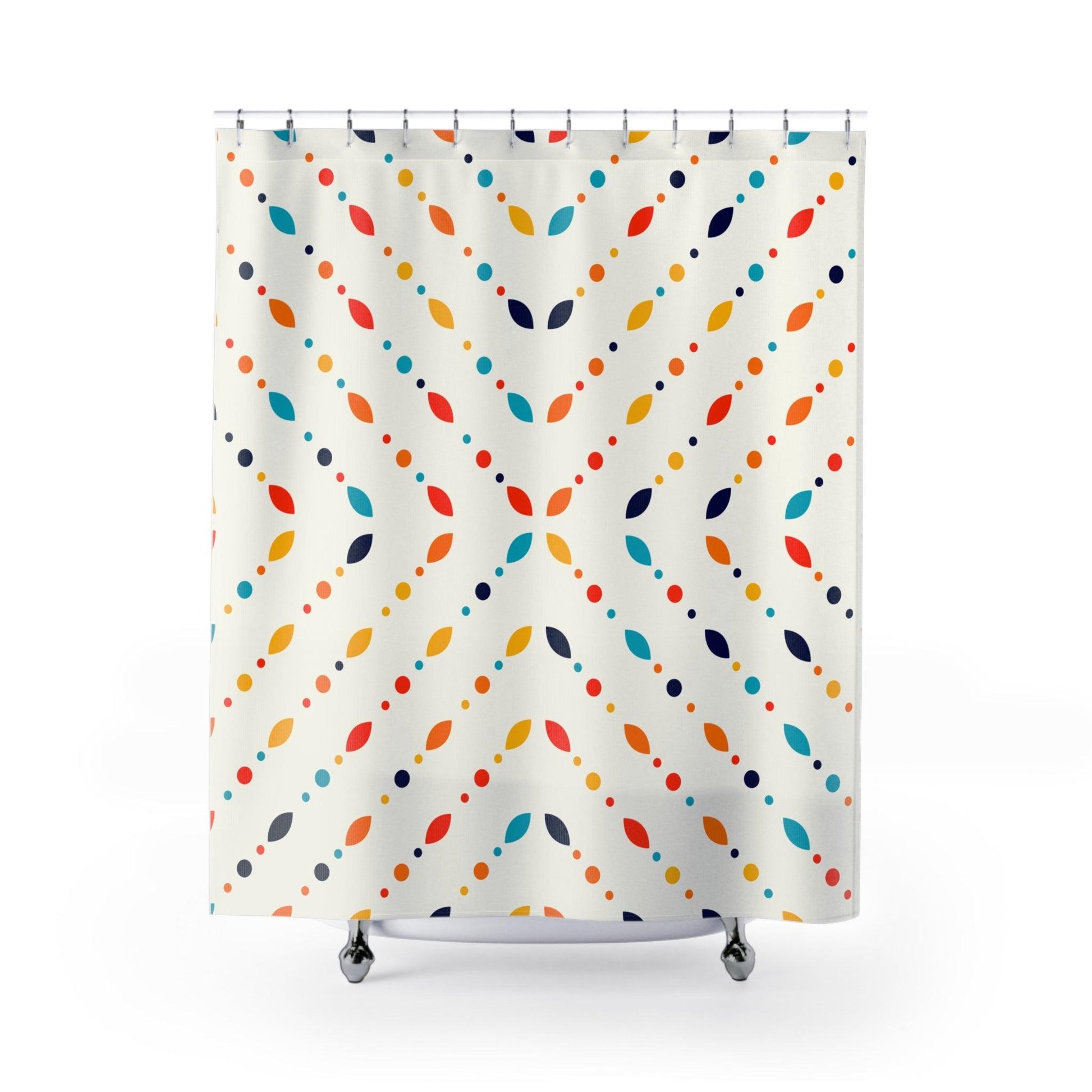 Retro Mid Century Modern Minimalist Multicolor Shower Curtain | lovevisionkarma.com