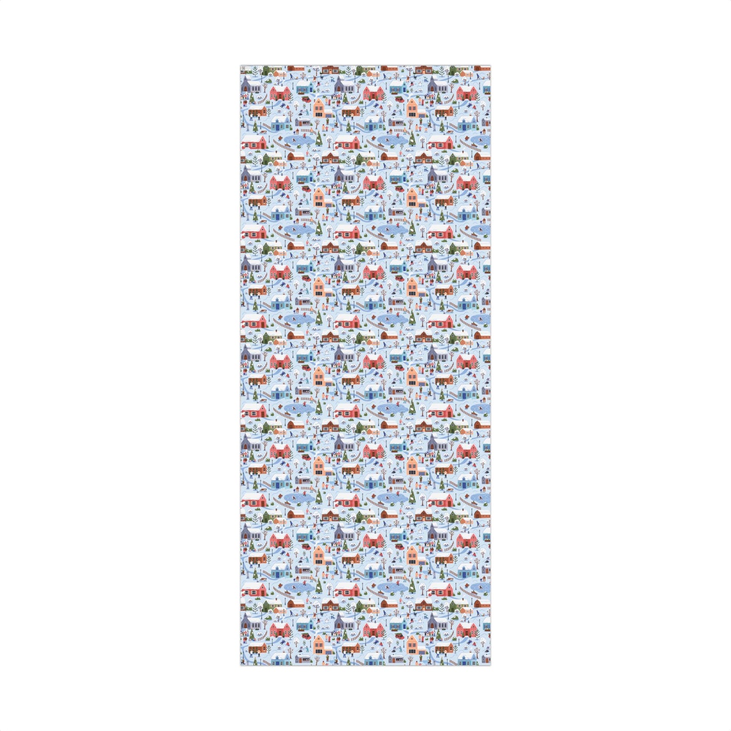 Small Town Christmas Village, Retro Vintage Winter Scene, Multicolor Eco-Friendly Gift Wrap