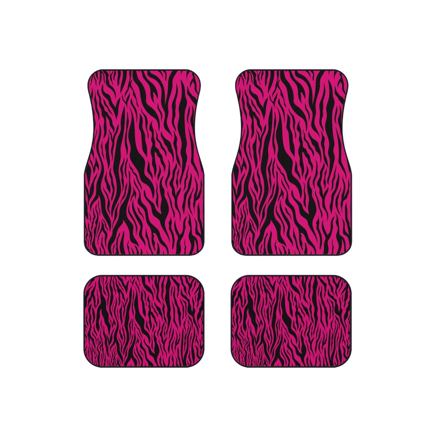 Pink Tiger Stripe Animal Print Car Mats (Set of 4) | lovevisionkarma.com