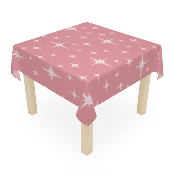 Retro 50s Atomic Starburst Pink Mid Century Modern Tablecloth | lovevisionkarma.com