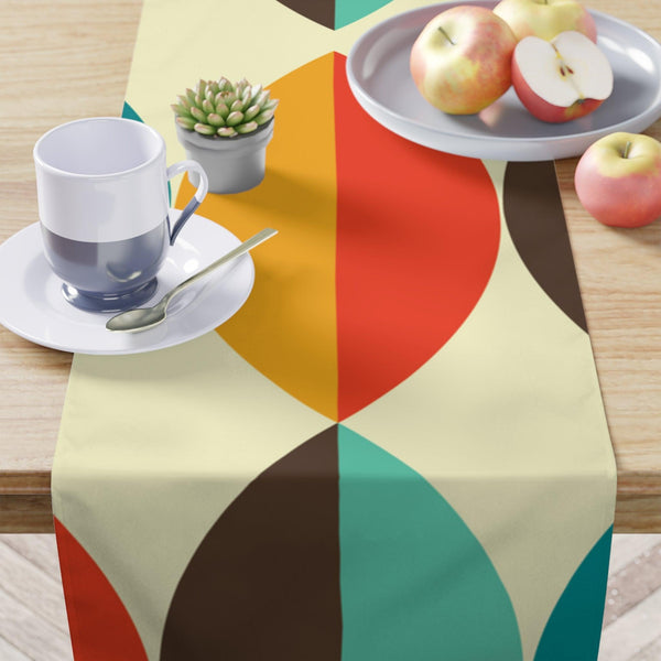 Mid Century Table Runner Multicolor Abstract Retro Table Linens | lovevisionkarma.com