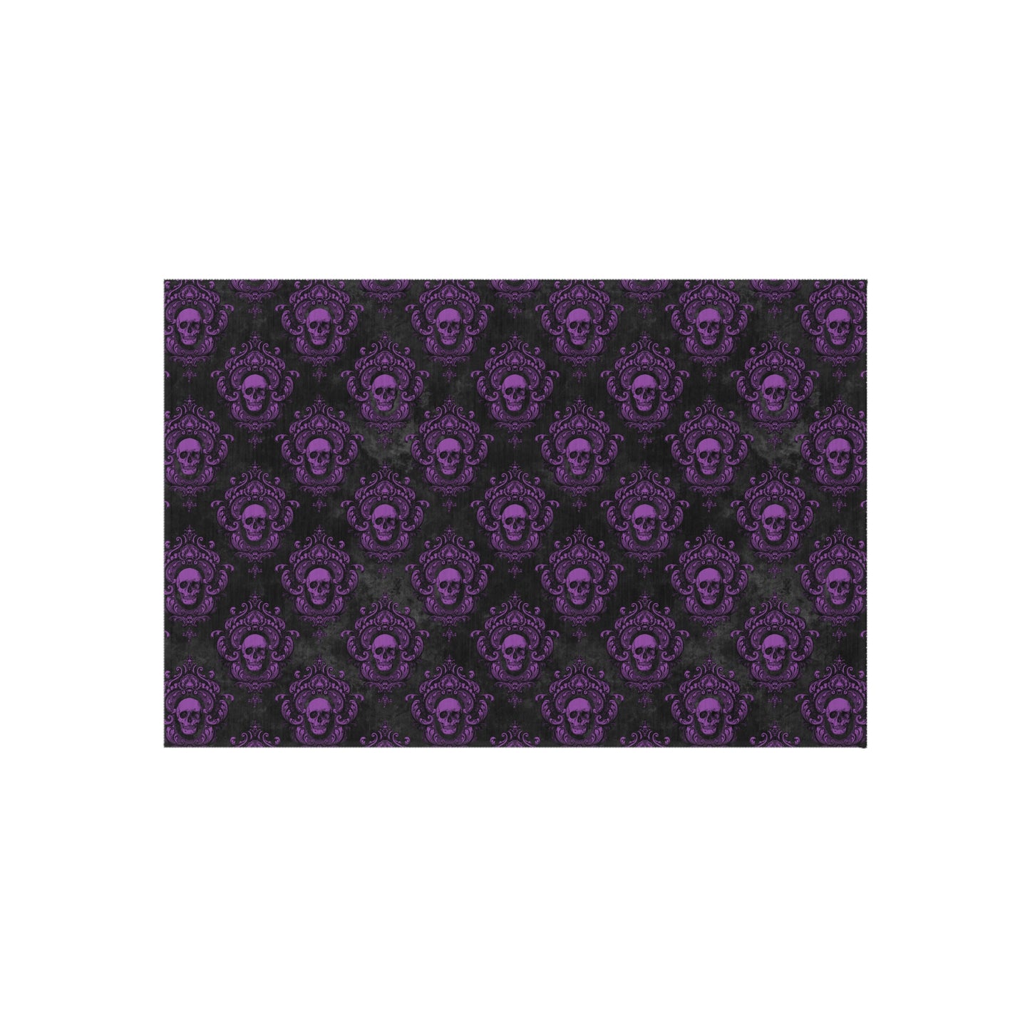 Gothic Purple Skulls, Victorian Glam Goth, Dark Academia Anti-Slip Indoor/Outdoor Accent Rug