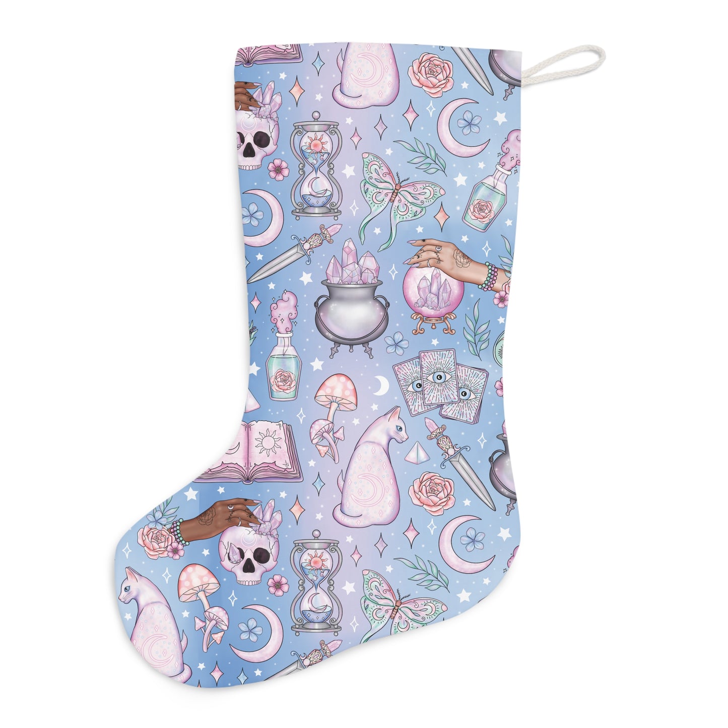 Pastel Goth Witchy Kawaii Blue Soft Goth Christmas Holiday Stocking