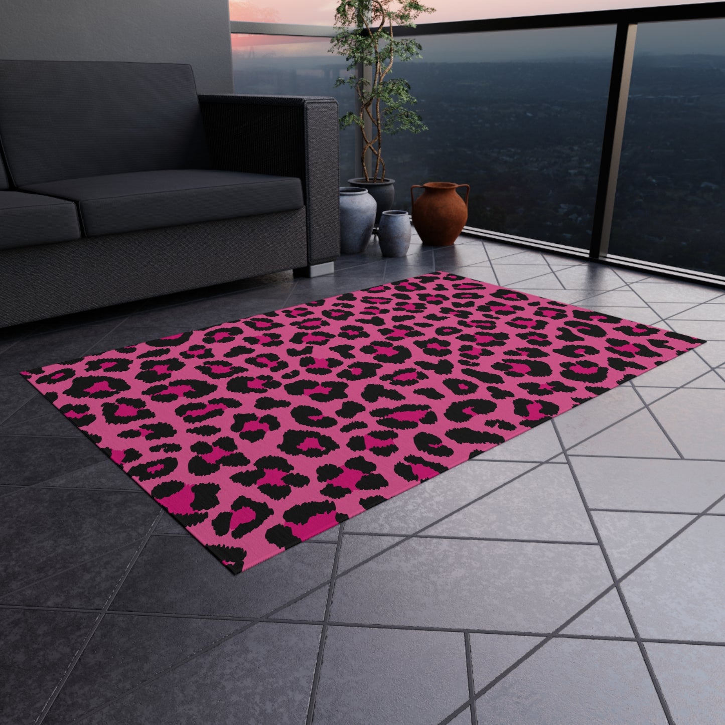 Pink Leopard Cheetah Animal Print Indoor/Outdoor Accent Rug