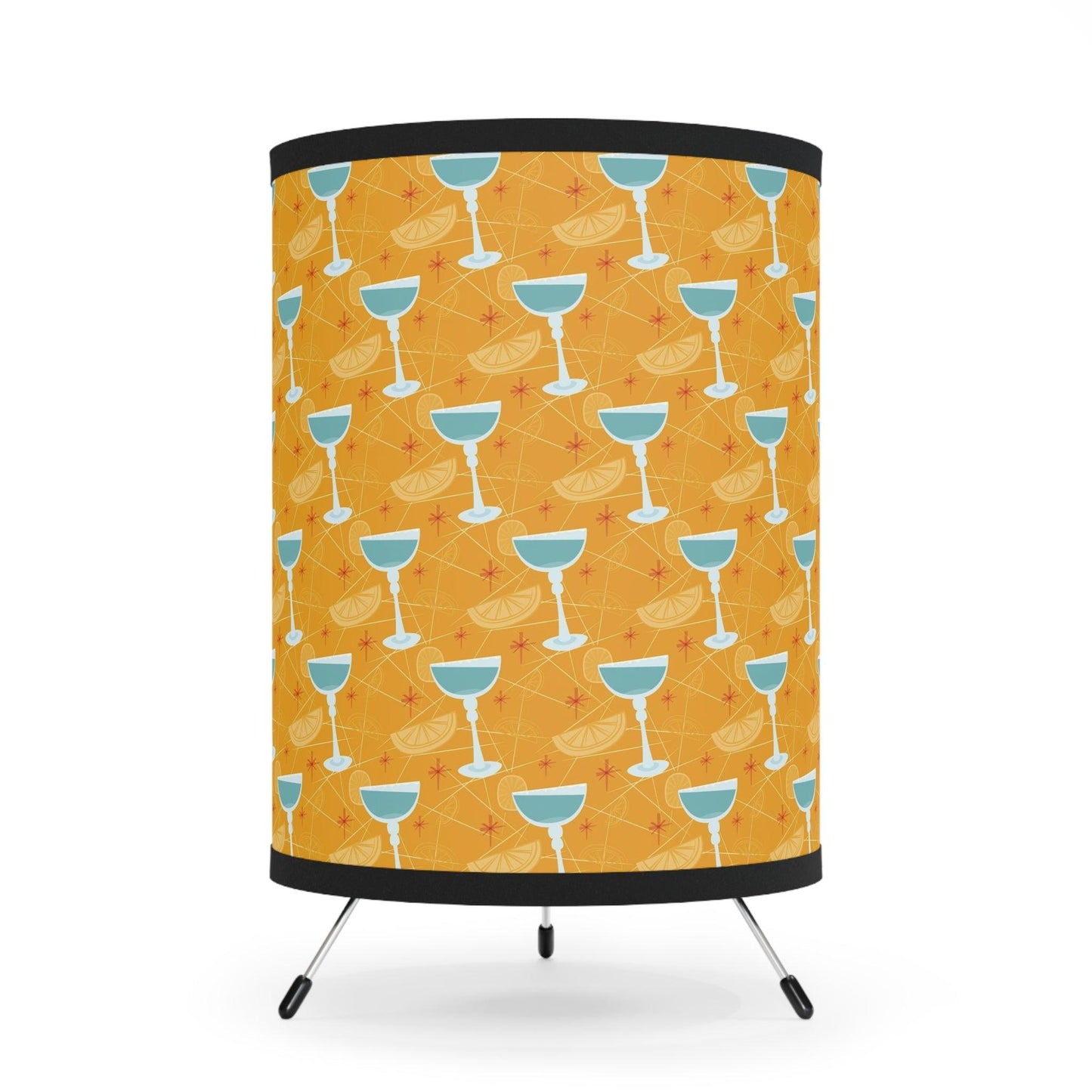 Retro 50s Kitsch Mid Century Cocktails Yellow and Blue Tabletop Accent Lamp | lovevisionkarma.com
